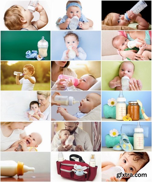 Collection of baby children eating drinking with baby bottle 25 HQ Jpeg