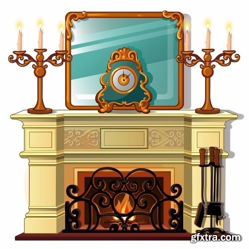 Collection of elements of an interior table chair armchair mirror cabinet vector image 25 EPS