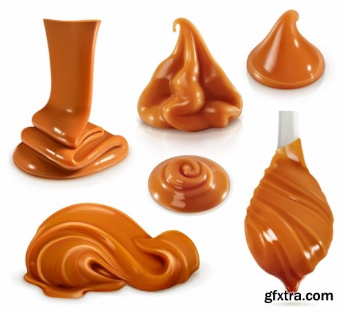 Collection of sweet caramel candy on a stick vector image 25 EPS