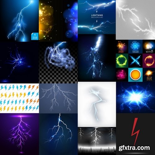 Collection of lightning flare flash light effect icon web design element vector image 25 EPS