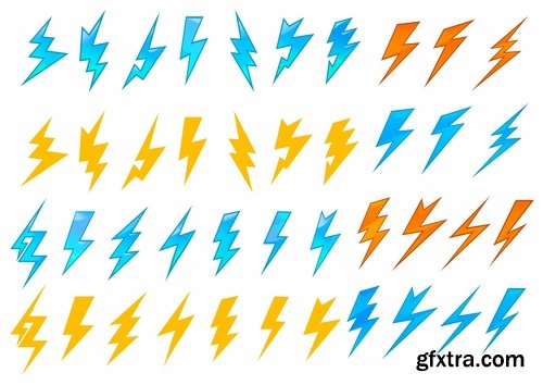 Collection of lightning flare flash light effect icon web design element vector image 25 EPS