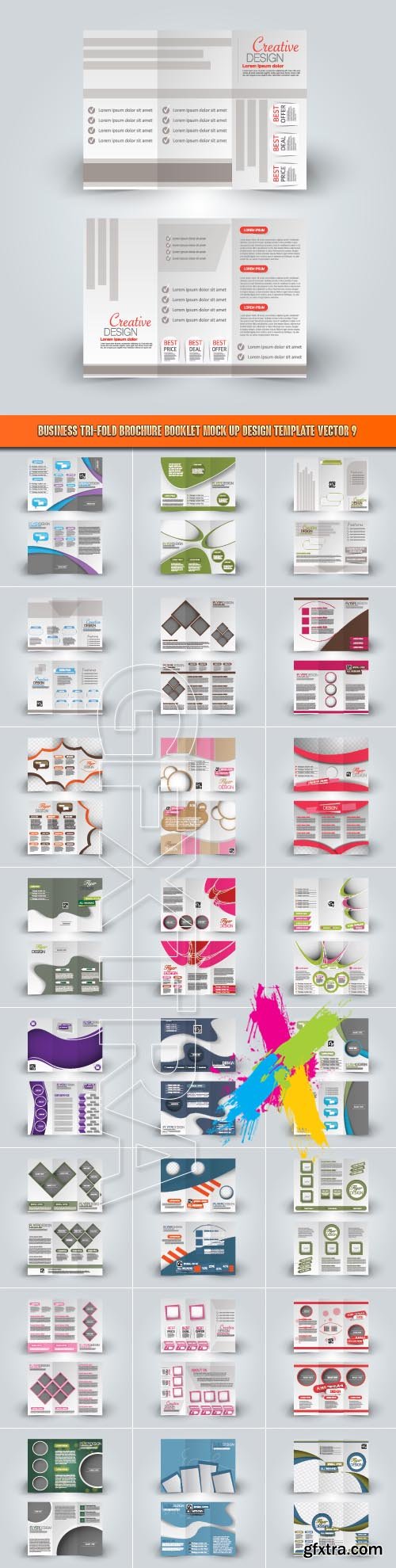 Business tri-fold brochure booklet mock up design template vector 9