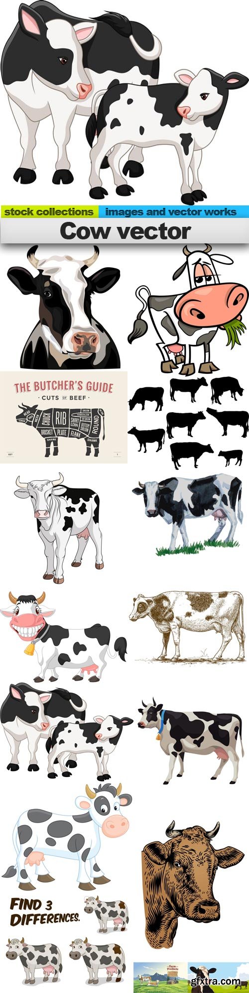 Cow vector, 15 x EPS