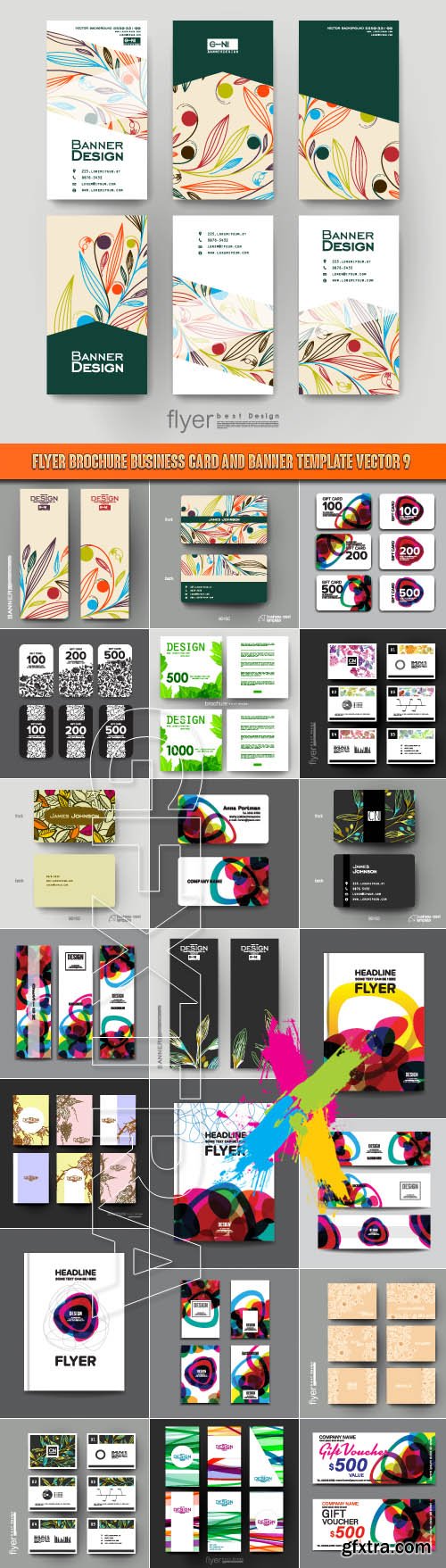 Flyer brochure business card and banner template vector 9