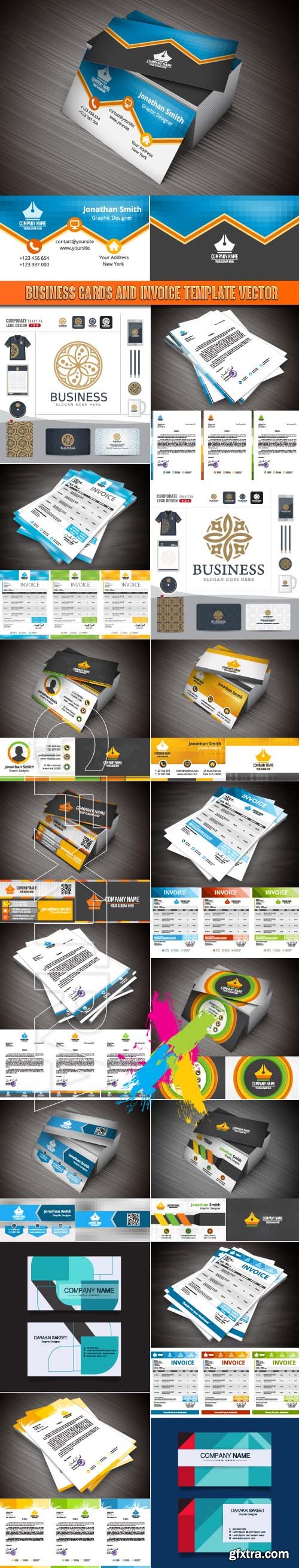 Business cards and invoice template vector