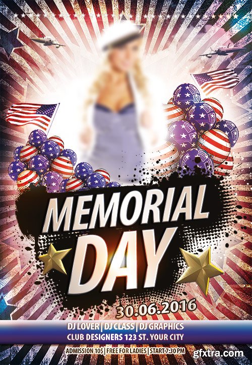 Memorial day Flyer PSD Template + Facebook Cover