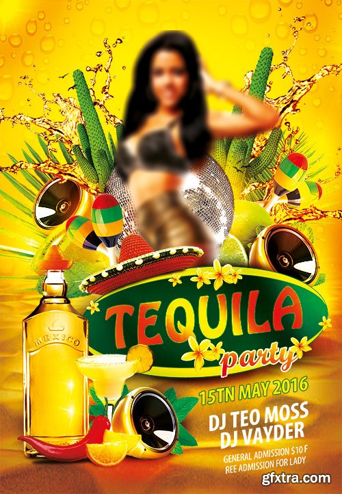 Tequila party Flyer PSD Template + Facebook Cover