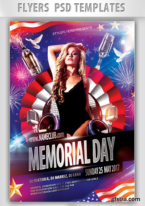 Memorial day Flyer PSD Template + Facebook Cover