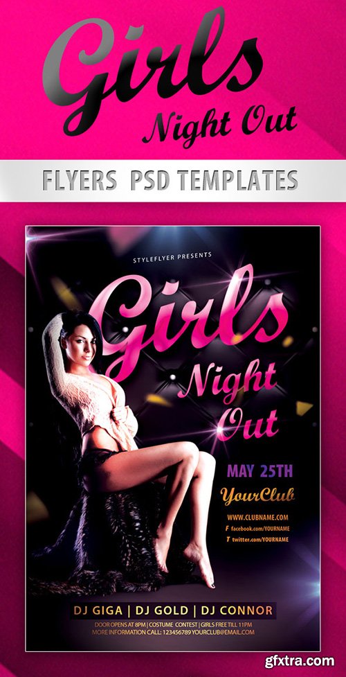 Girls Night Out Party Flyer PSD Template + Facebook Cover