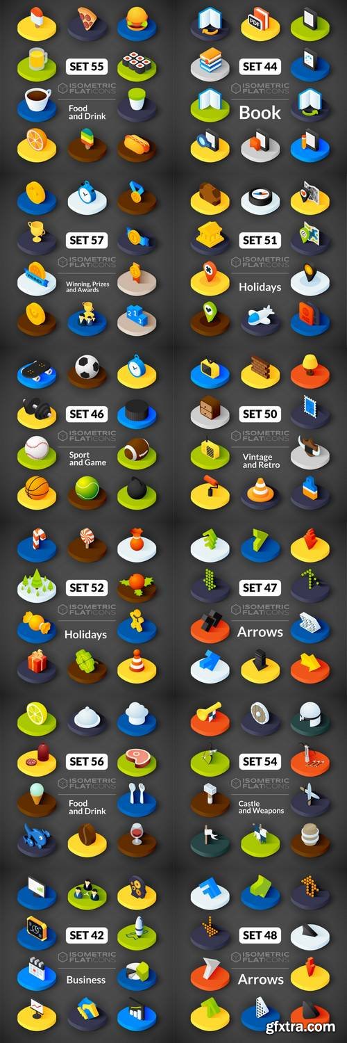 Isometric Flat Icons - 3D Pictograms - Business Symbol Collection 2