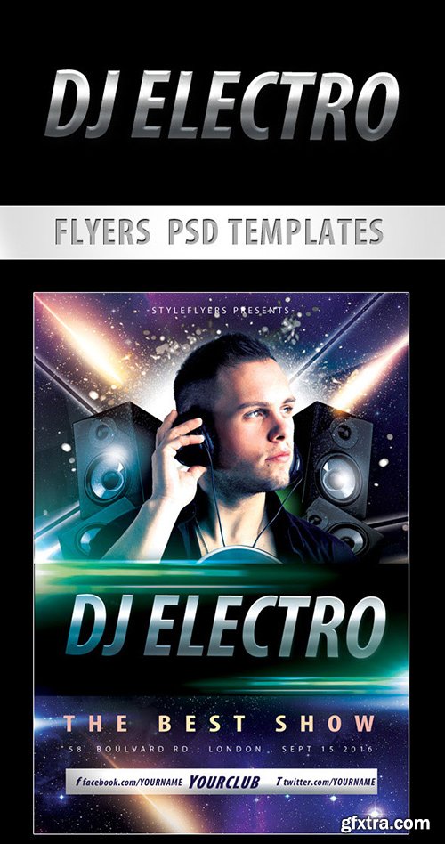 DJ Electro Flyer PSD Template + Facebook Cover