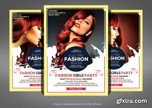 CreativeMarket Electro Fashion Beauty Flyer 575980