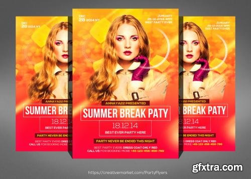 CreativeMarket Summer Break Party Flyer Template 575971