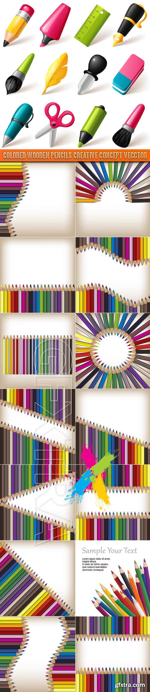 Colored wooden pencils Creative concept vecctor