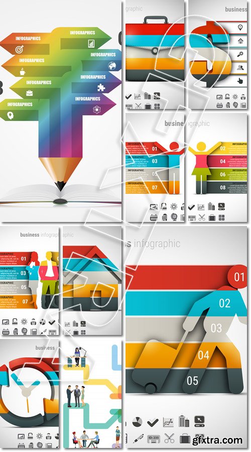 Education concept. Pencil for infographics of business infographic made of running man - Vector