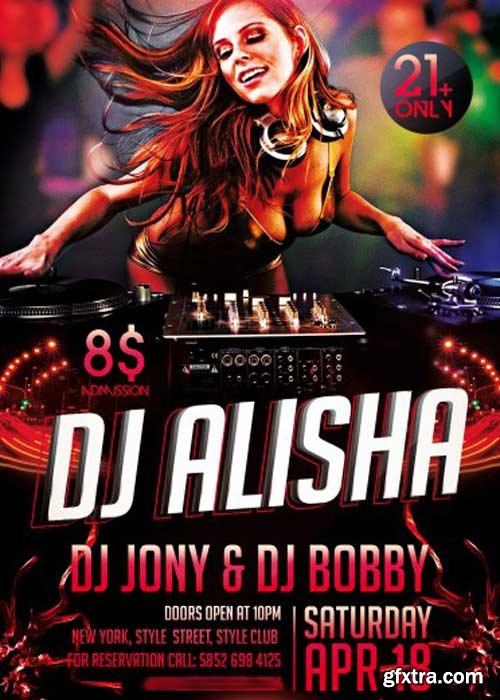 Dj Alisha Party PSD Flyer Template