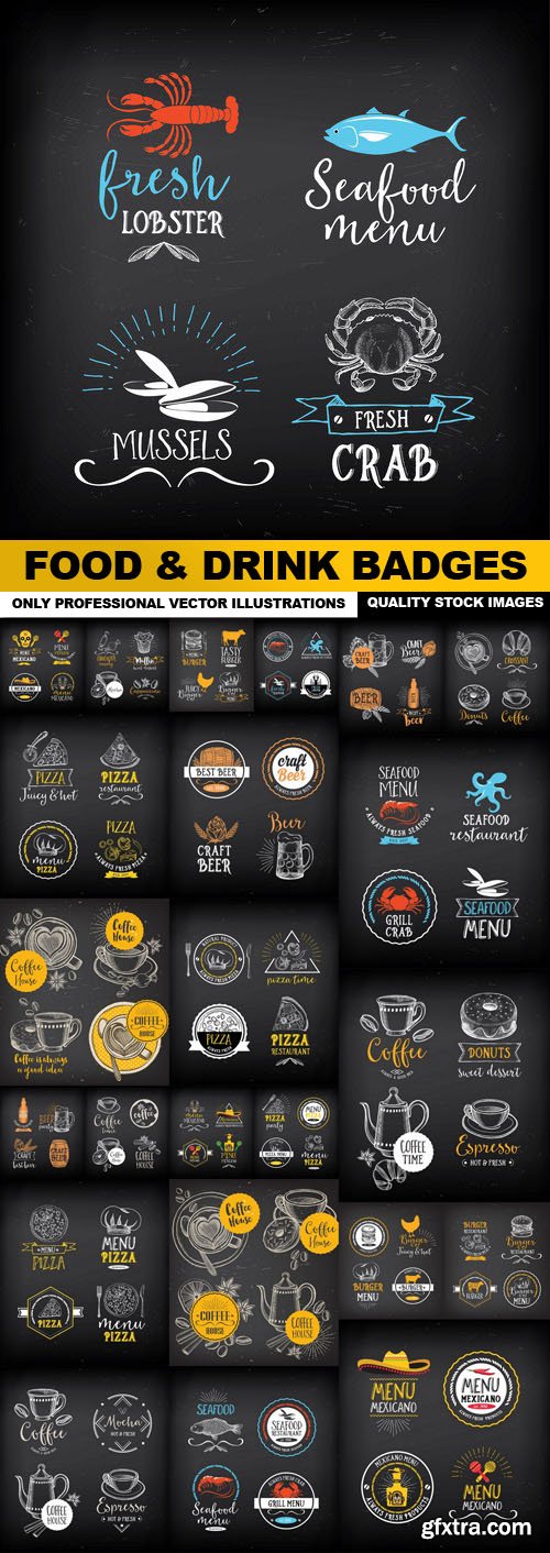 Food &amp; Drink Badges - 25 Vector