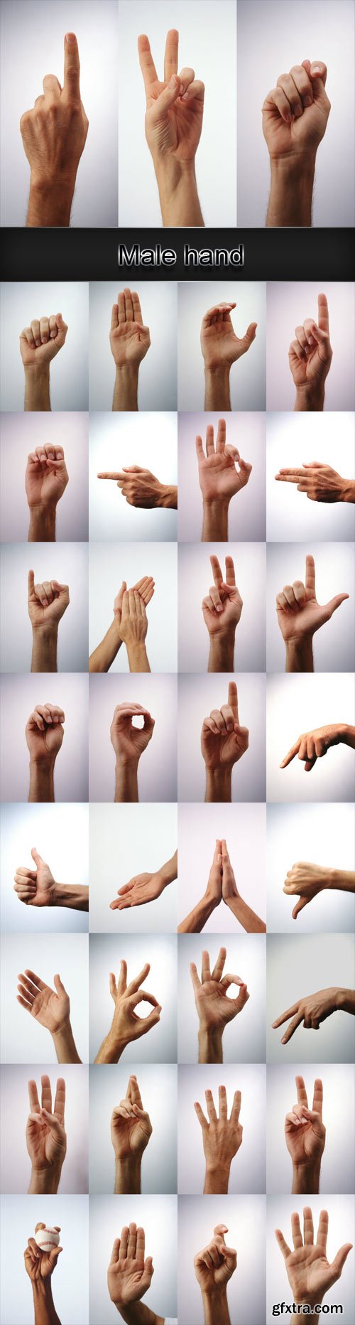 Male hand in various positions