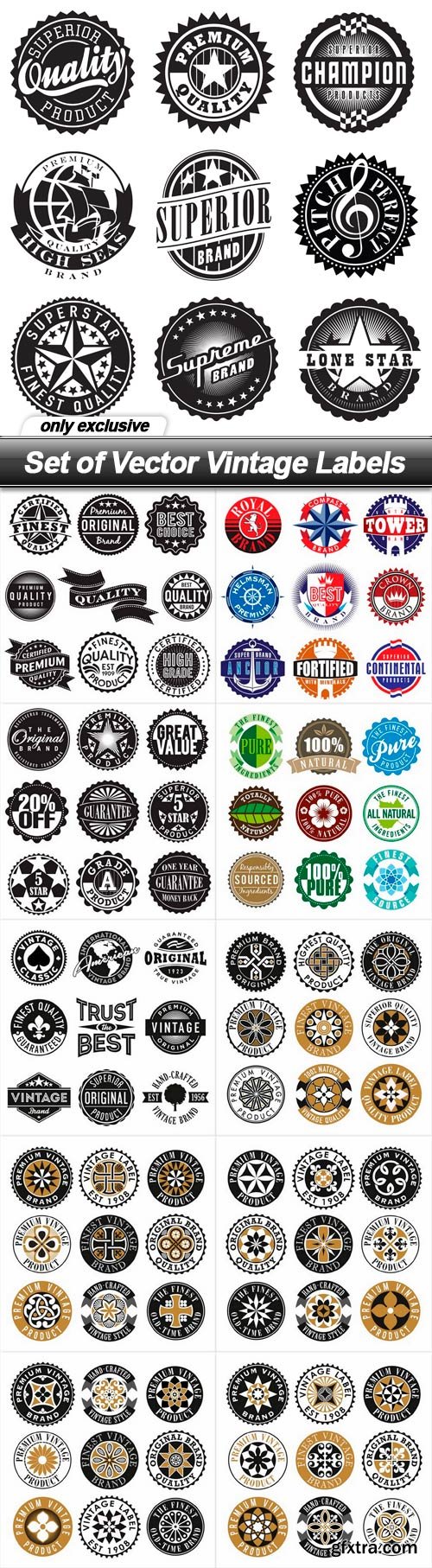 Set of Vector Vintage Labels - 11 EPS