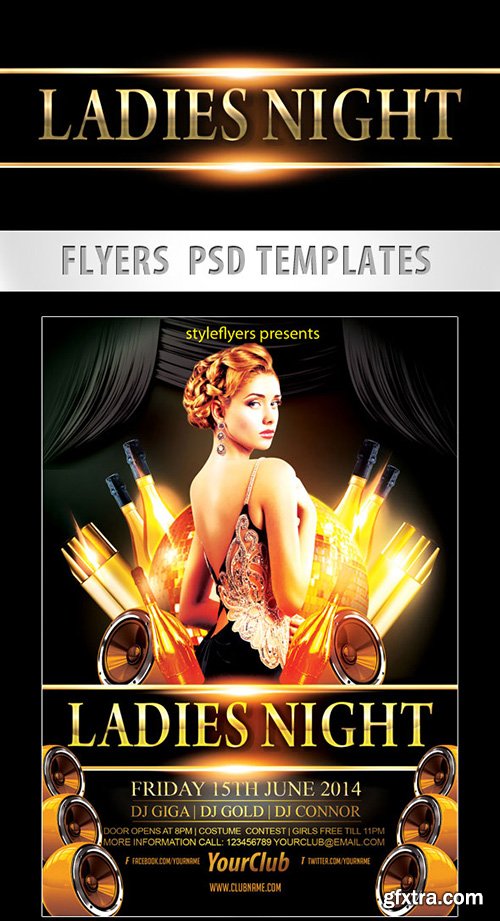 Ladies Night Party Flyer PSD Template + Facebook Cover