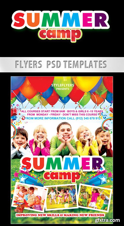 Kids Summer Camp Flyer PSD Template + Facebook Cover