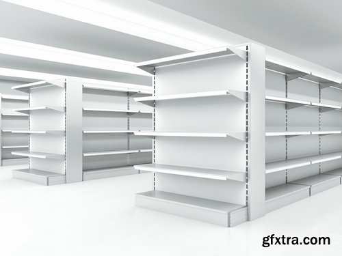 Collection of 3D interior shop showcase stand rack shelf products 25 HQ Jpeg