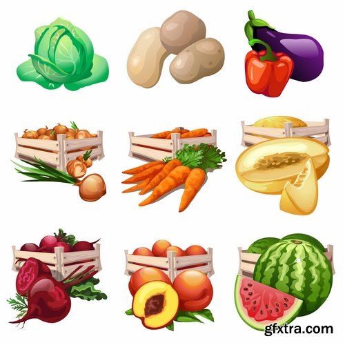 Collection of different food icon vector image 25 EPS