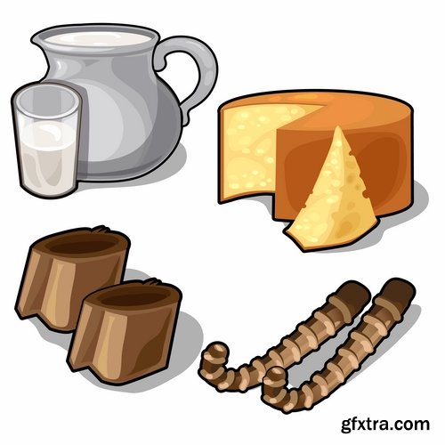 Collection of different food icon vector image 25 EPS