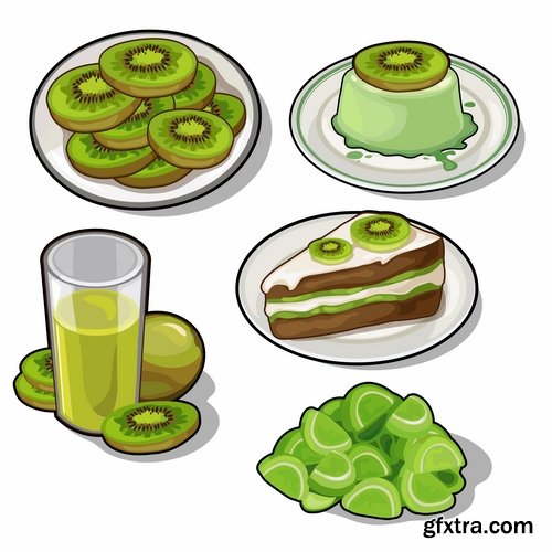 Collection of different food icon vector image 25 EPS