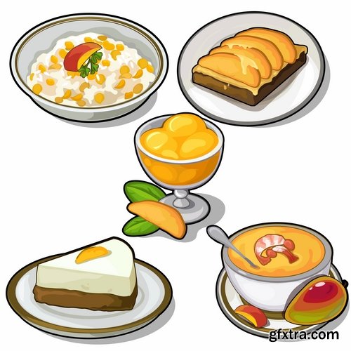 Collection of different food icon vector image 25 EPS