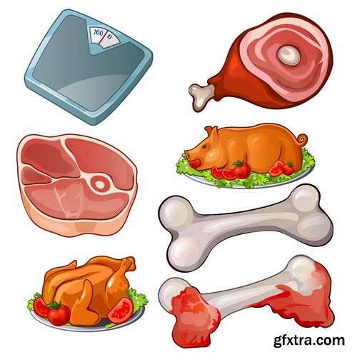 Collection of different food icon vector image 25 EPS