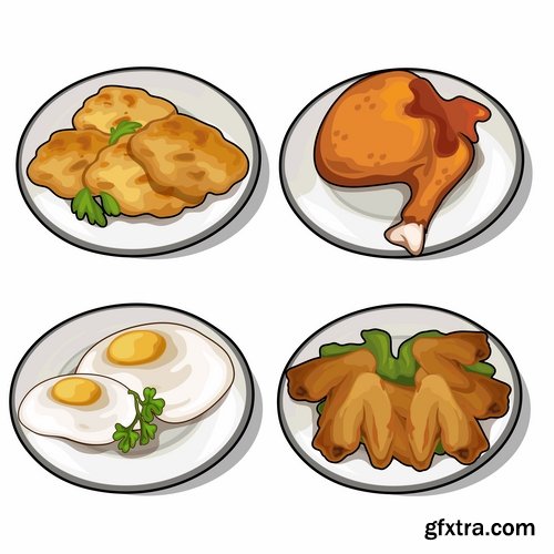 Collection of different food icon vector image 25 EPS