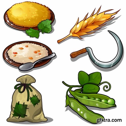 Collection of different food icon vector image 25 EPS