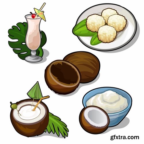 Collection of different food icon vector image 25 EPS