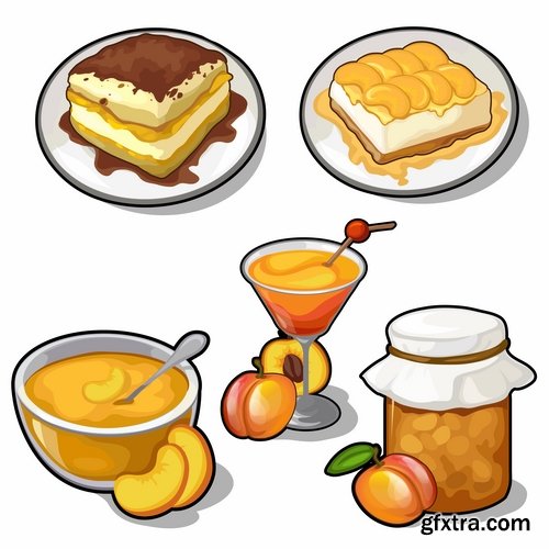 Collection of different food icon vector image 25 EPS