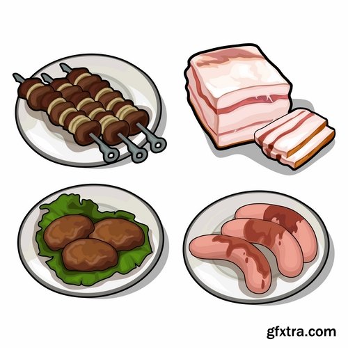 Collection of different food icon vector image 25 EPS