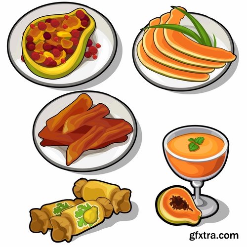 Collection of different food icon vector image 25 EPS