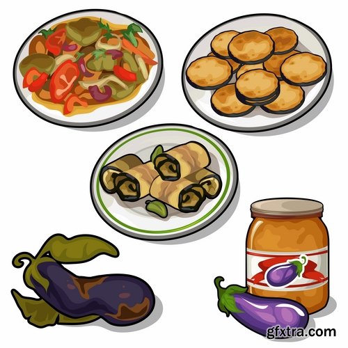 Collection of different food icon vector image 25 EPS