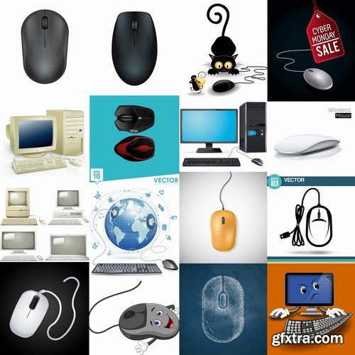 Collection of PC computer mouse vector image 25 EPS