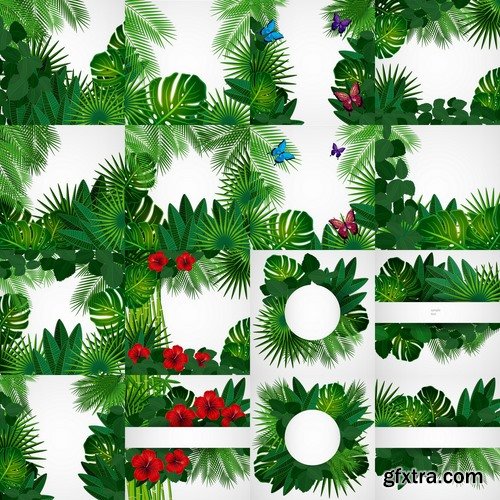 Collection of grass flyer banner background is green plants vector image 25 EPS