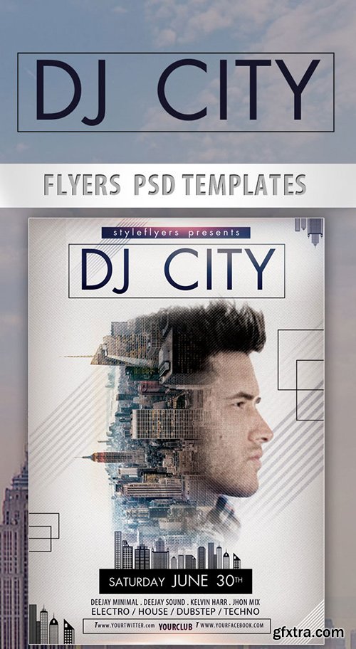 DJ City Flyer PSD Template + Facebook Cover