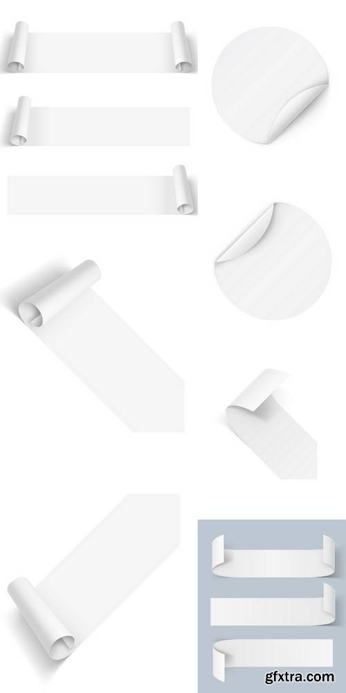 Set of White Paper Stickers