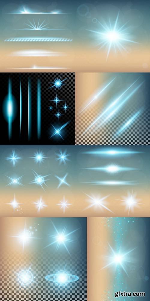 Creative Concept Vector Set of Glow Light Effect Stars Bursts with Sparkles