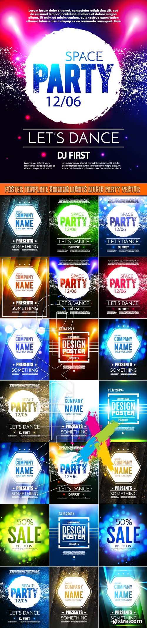 Poster Template Shining Lights Music Party Vector