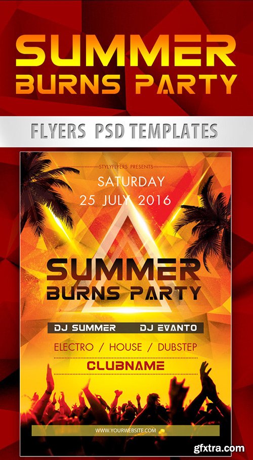 Summer Burns Party Flyer PSD Template + Facebook Cover