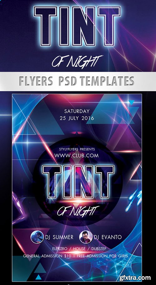 Tint of Night Party Flyer PSD Template + Facebook Cover