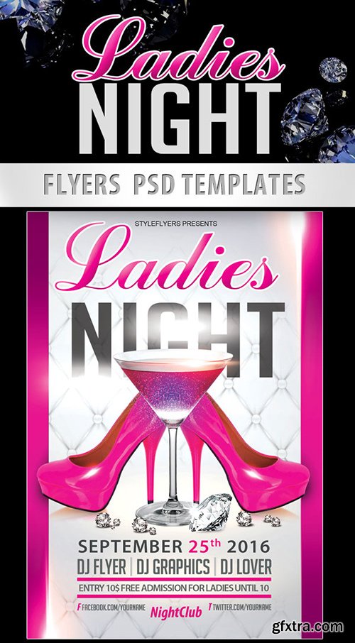 Ladies Night Party Flyer PSD Template + Facebook Cover