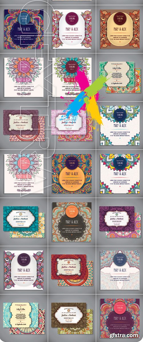 Wedding card or invitation vector set