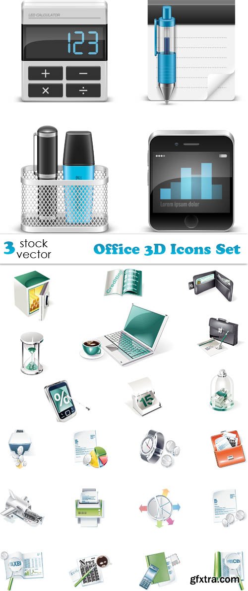 Vectors - Office 3D Icons Set