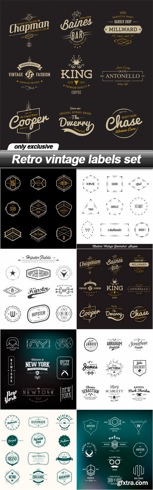 Retro vintage labels set - 8 EPS